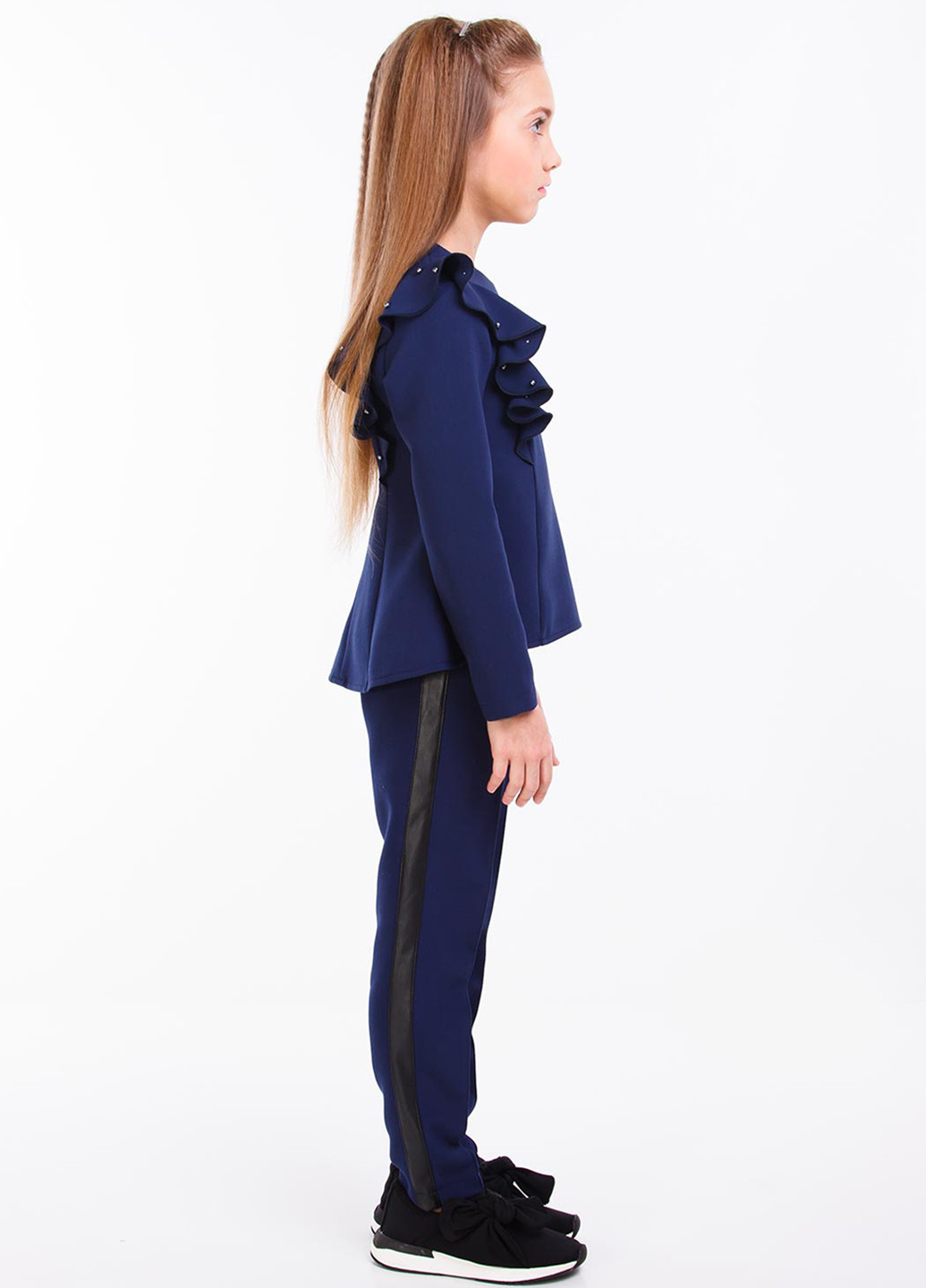 Темно-синий демисезонный костюм (блуза, брюки) брючный Sofia Shelest