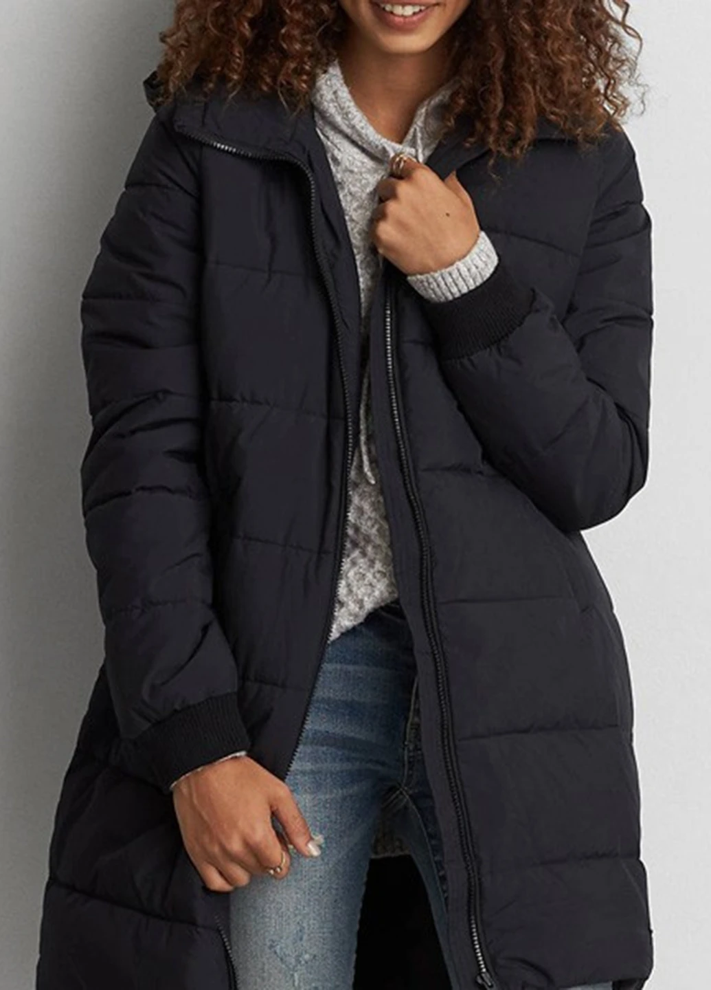 Темно-синий зимний Пуховик American Eagle