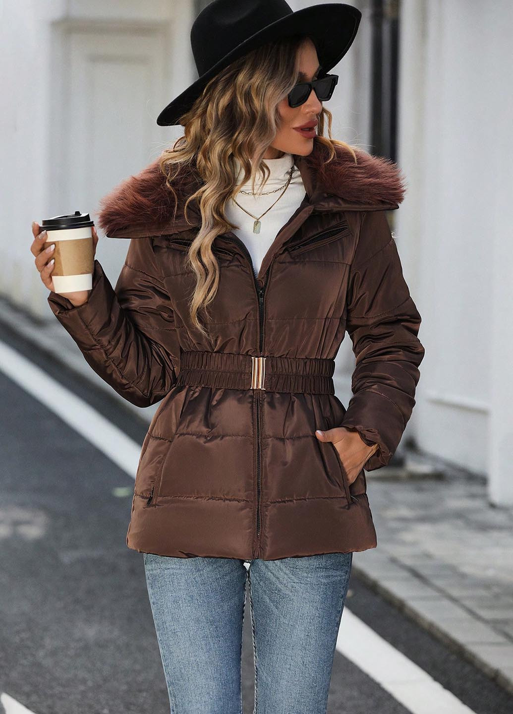 Коричневая демисезонная куртка SHEIN