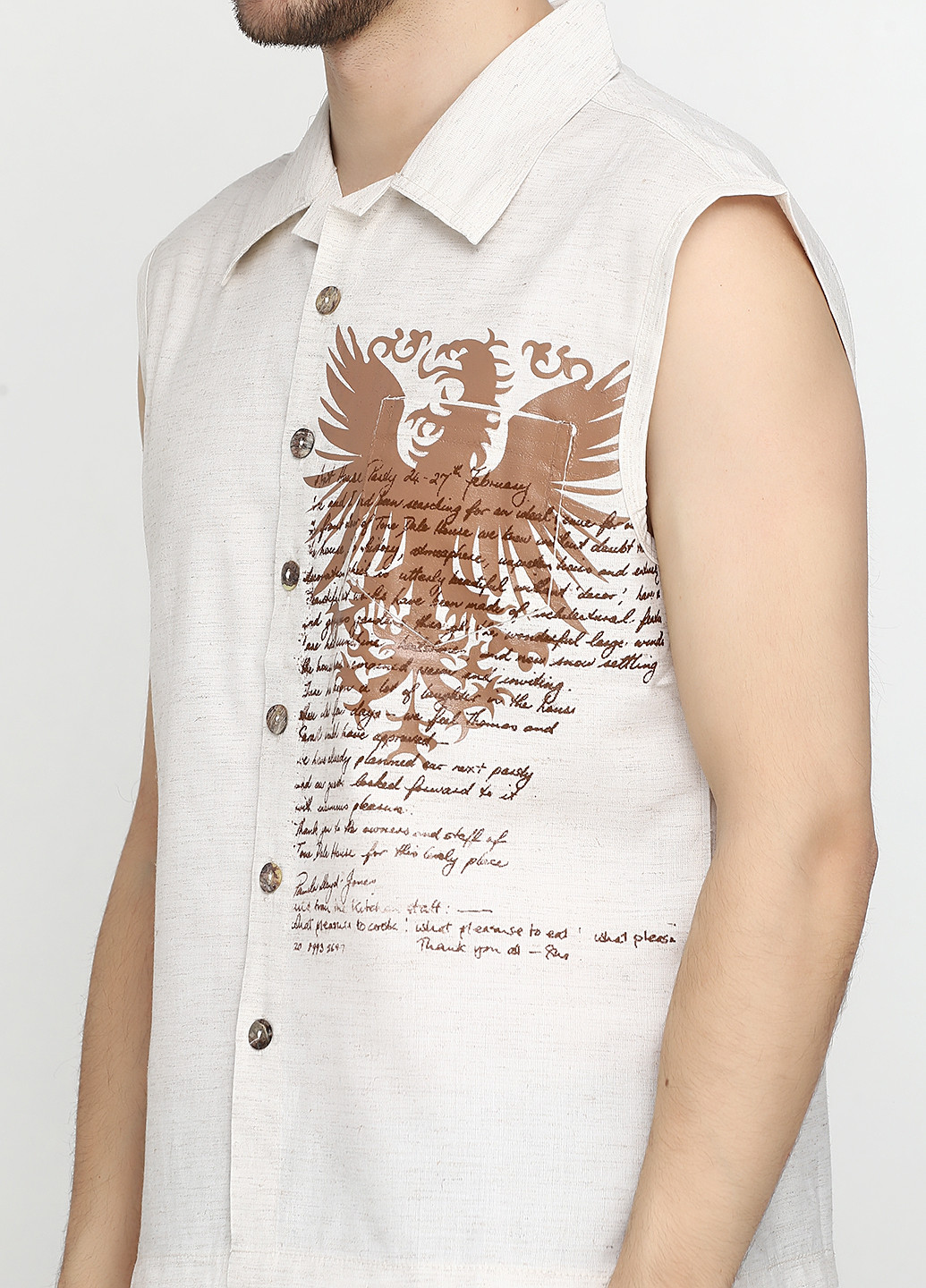 Песочная кэжуал рубашка с рисунком MSY