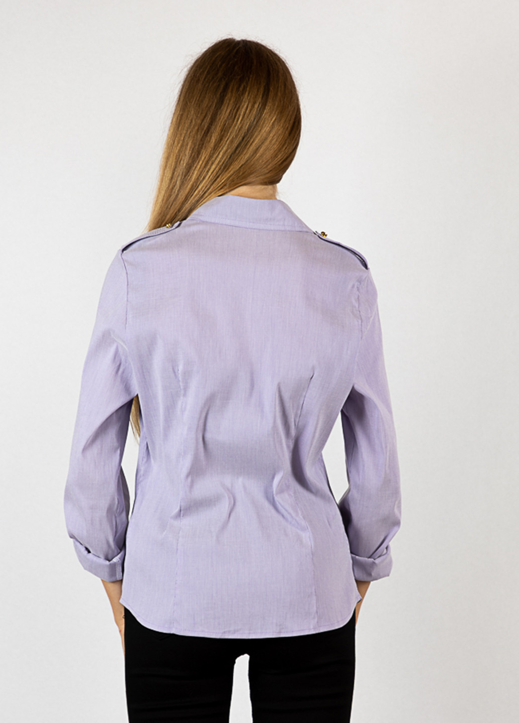Светло-фиолетовая кэжуал рубашка однотонная Time of Style