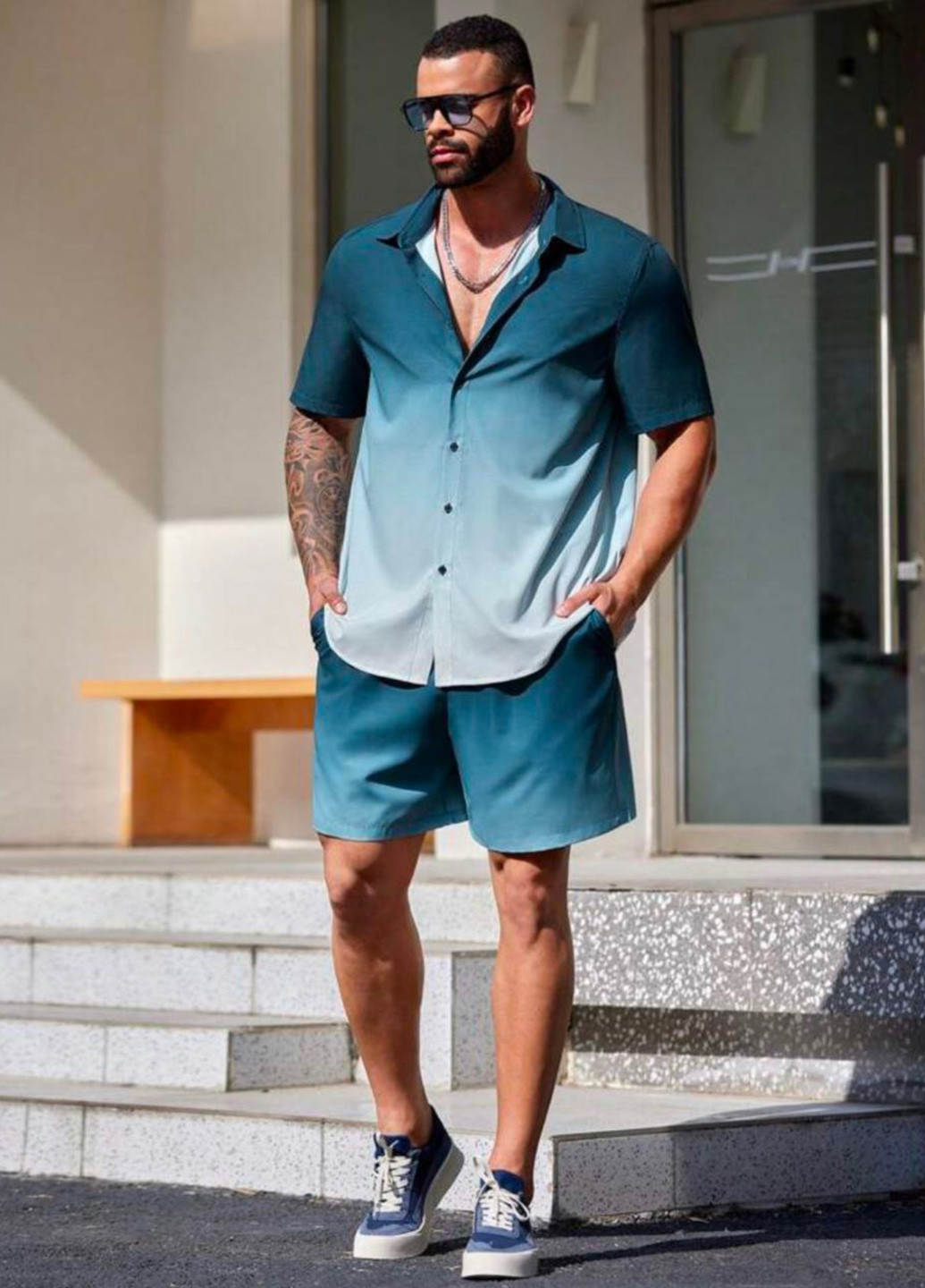 Комбинированный летний костюм (рубашка, шорты) с рубашкой, с шортами Manfinity