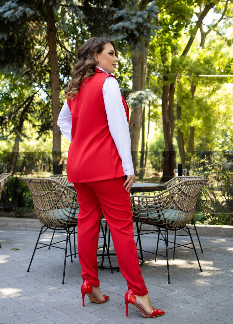 Женский костюм двойка брюки с жилетом красного цвета р.42/44 374502 New Trend (256030234)