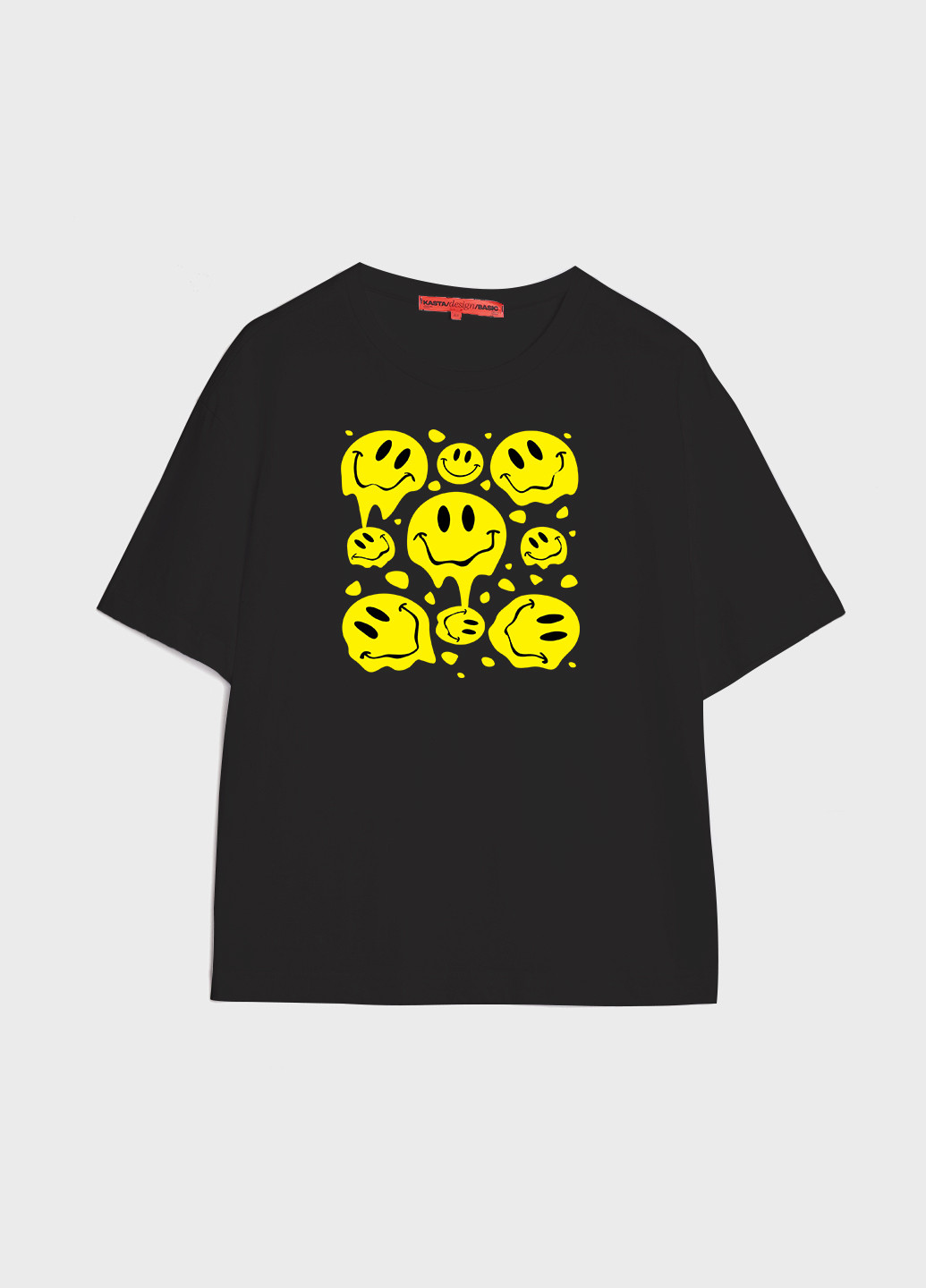 Чорна літня футболка жіноча оверсайз yellow_smile KASTA design
