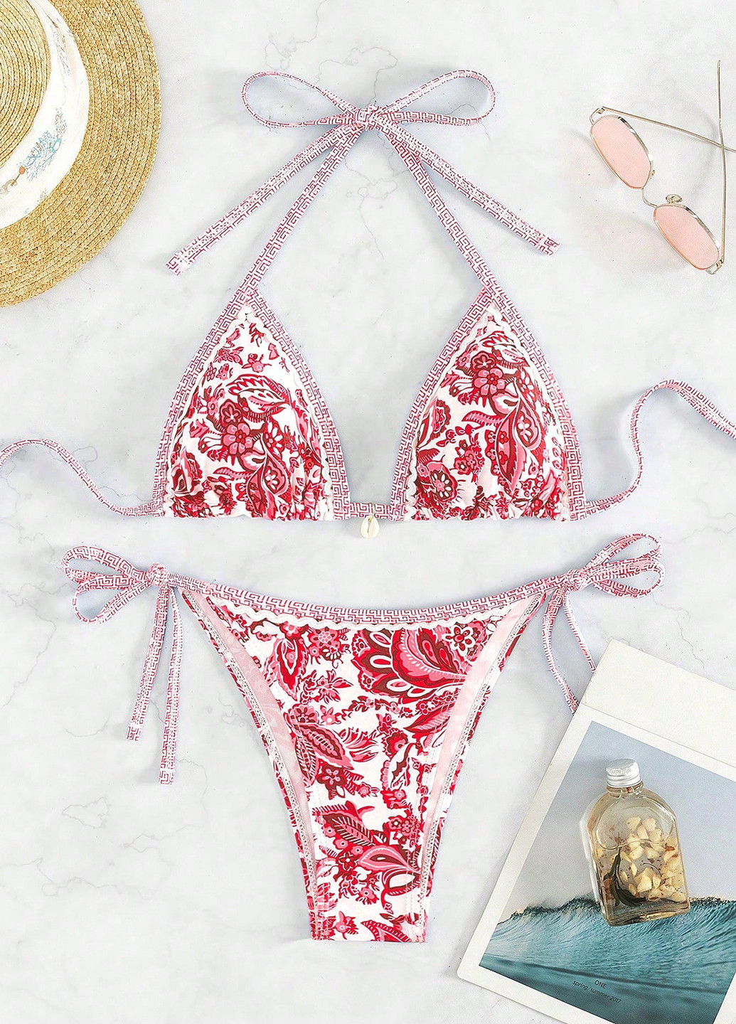 Комбинированный летний купальник (лиф, трусики) раздельный, бикини SHEIN