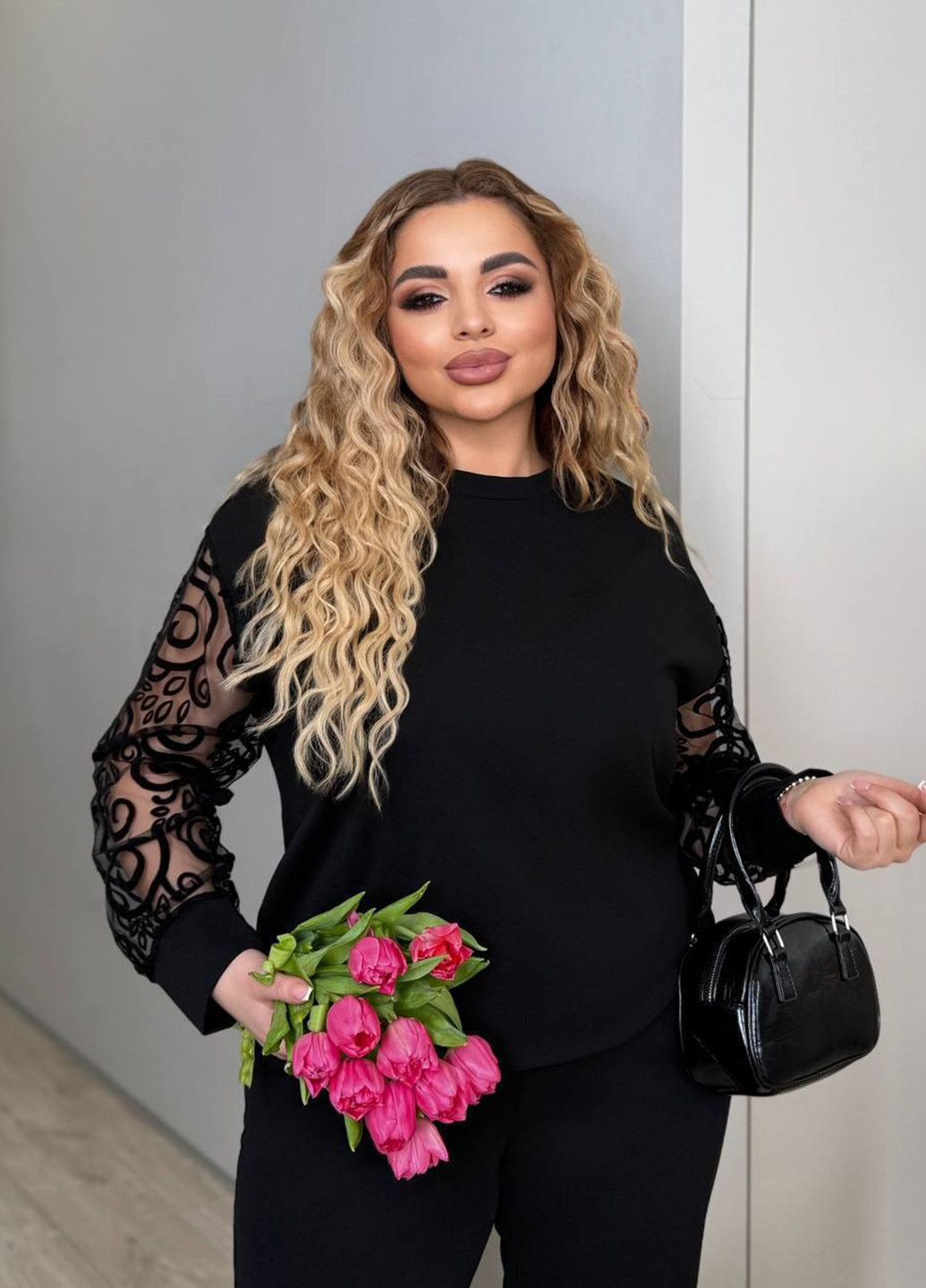 Чорний демісезонний комплект (світшот, штани) No Brand