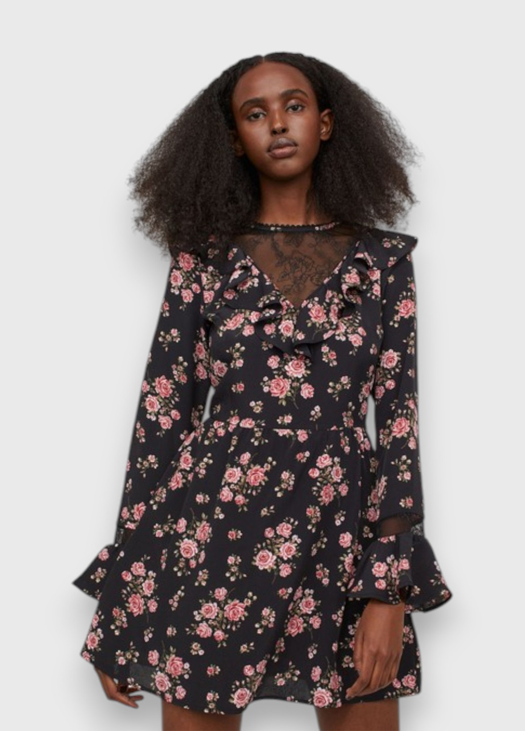 Чорна кежуал сукня H&M з квітковим принтом