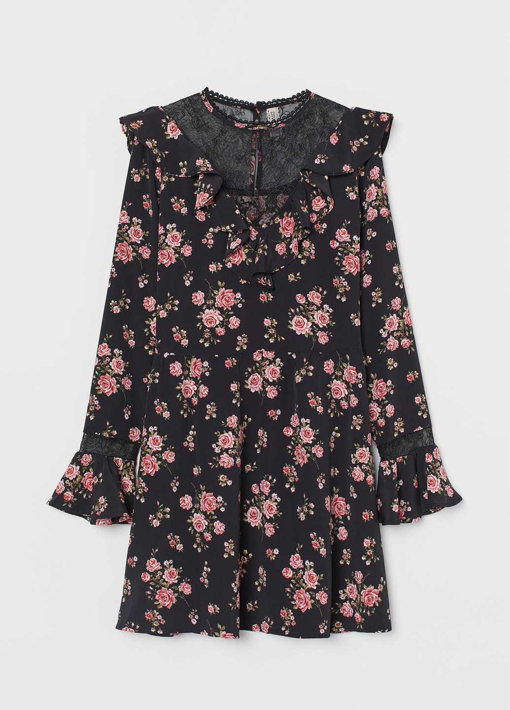 Чорна кежуал сукня H&M з квітковим принтом