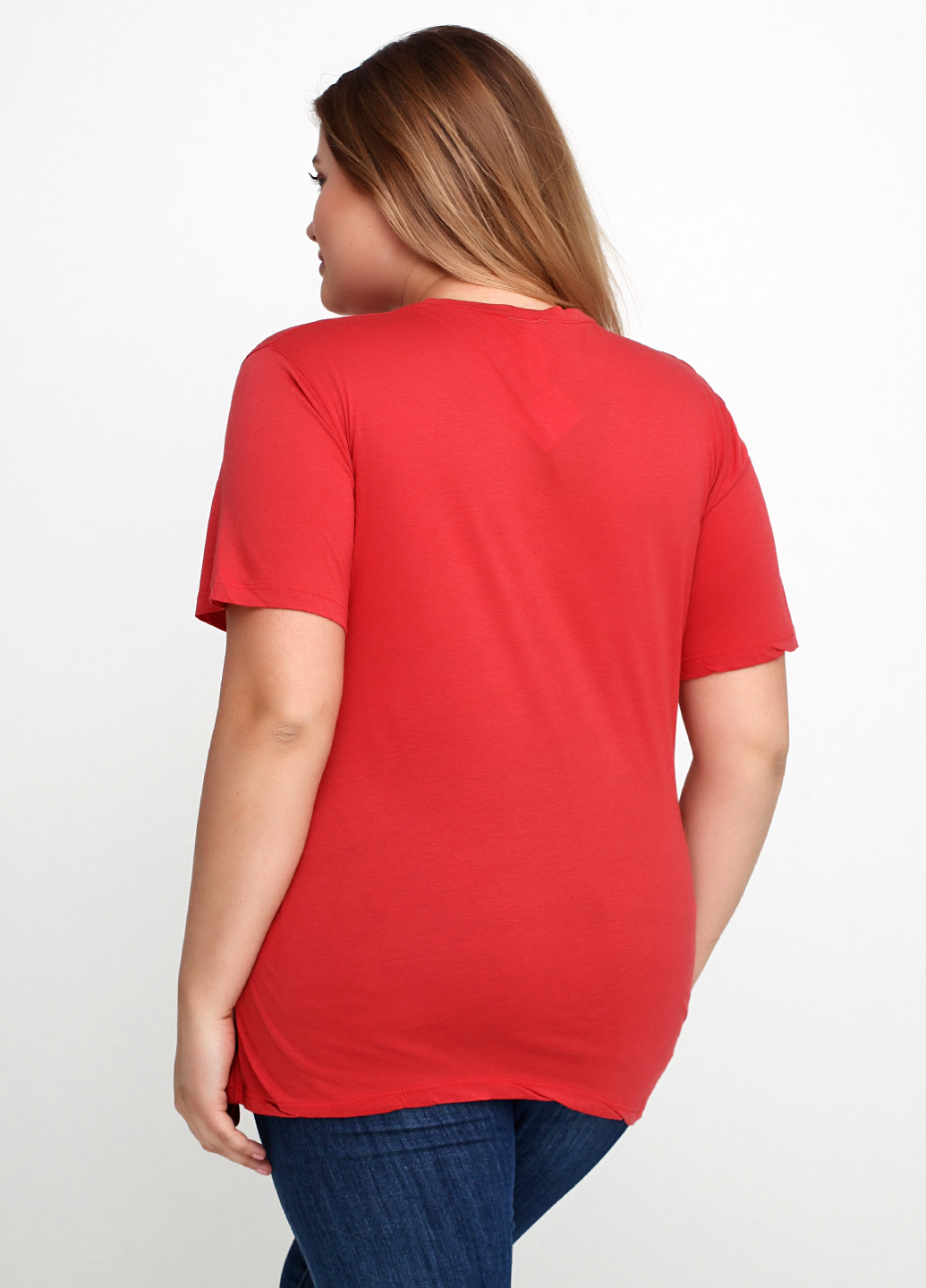 Светло-красная летняя футболка Bir Kim