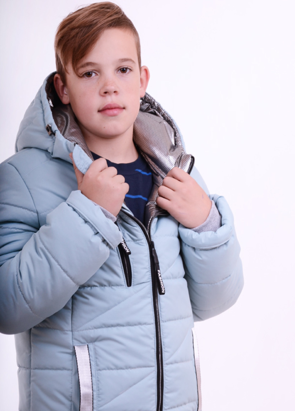 Світло-блакитна зимня куртка подовжена k31 Luxik Удлиненная куртка