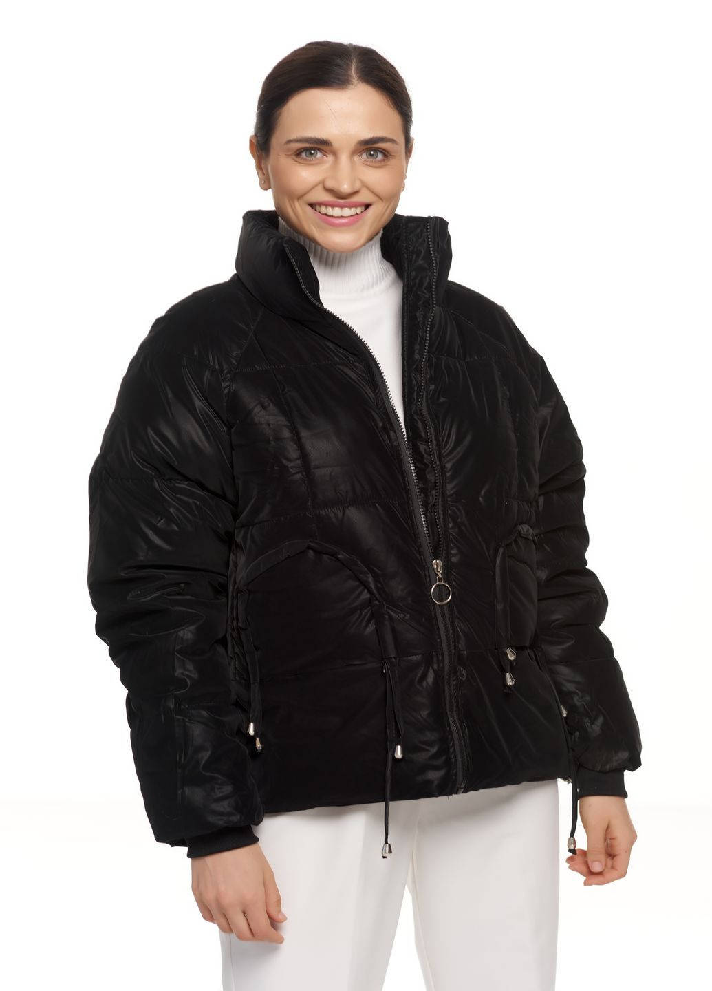 Черная зимняя жіночий пуховик куртка натуральний пух водовідштовхуючий зима осінь 8802 чорний Actors
