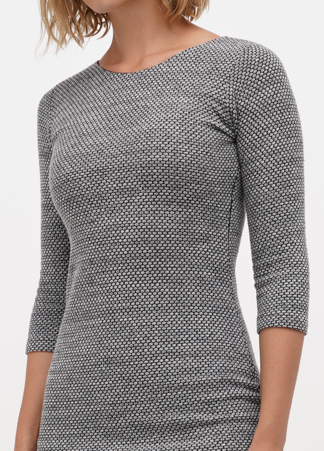 Серое кэжуал платье силуэтная Sassofono с геометрическим узором