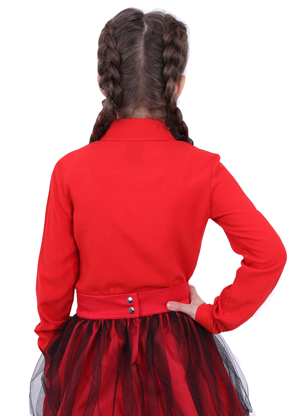 Красная однотонная блузка с длинным рукавом Timbo демисезонная
