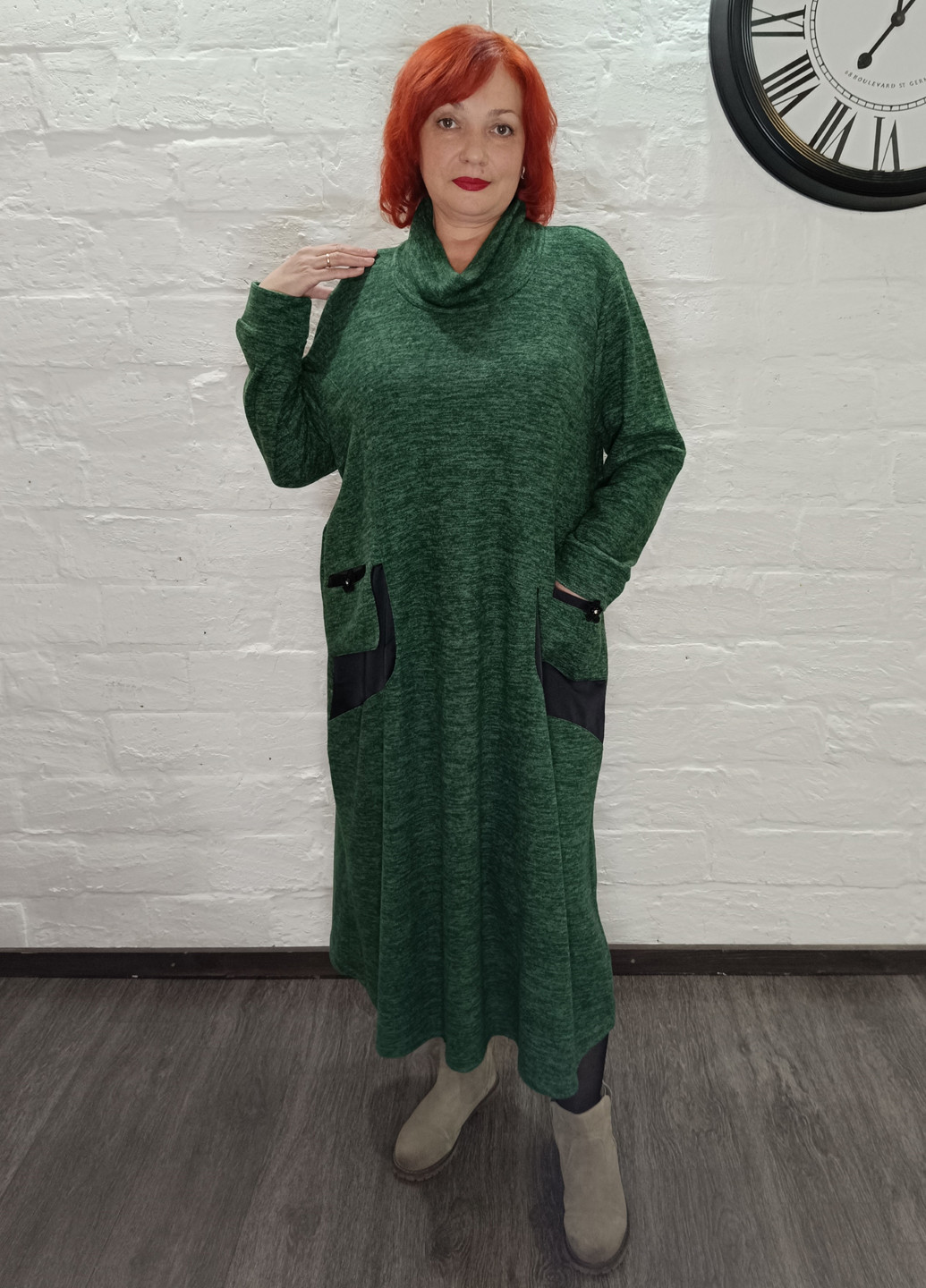 Зелена кежуал сукня Darkwin меланжева