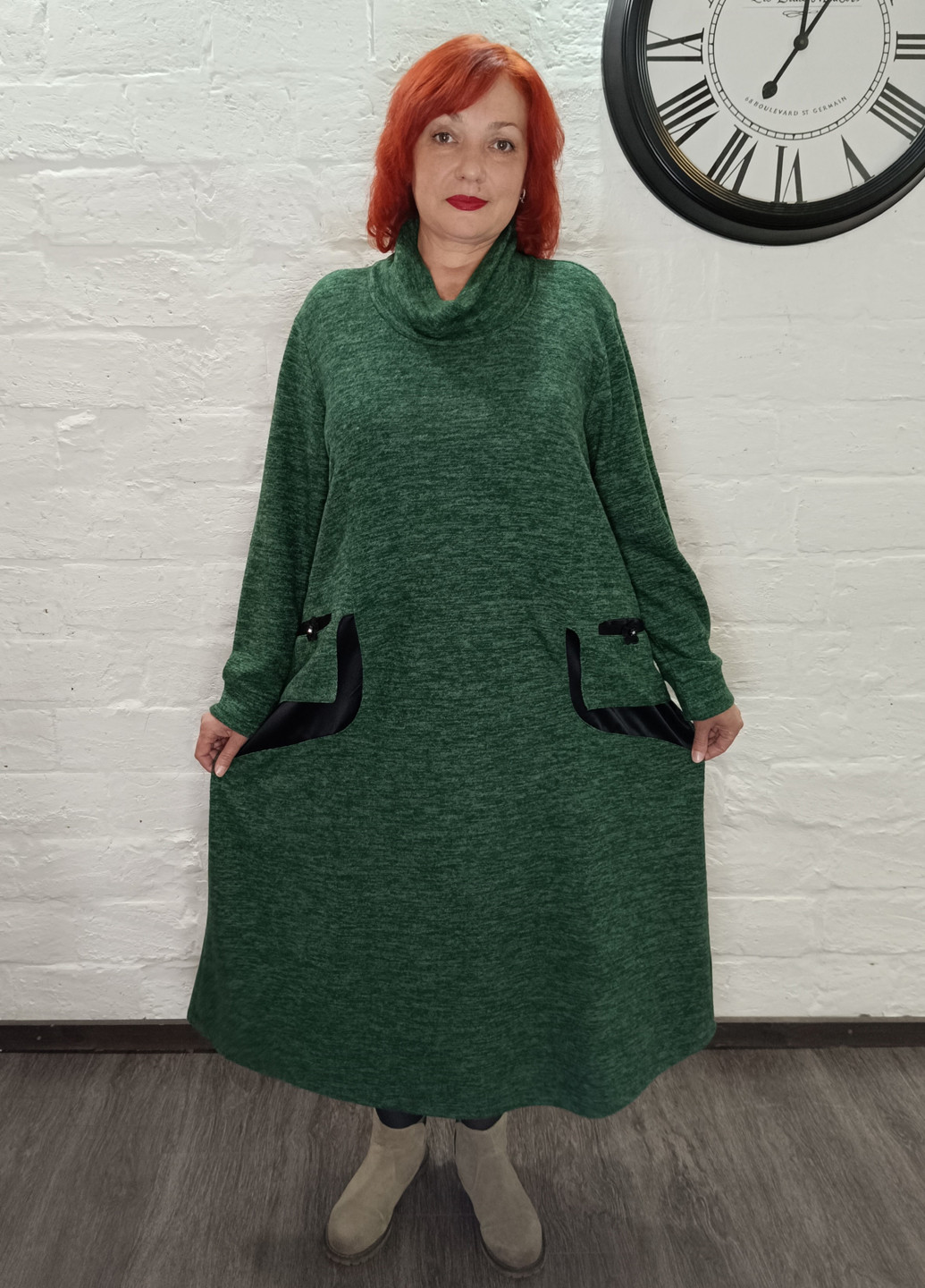 Зеленое кэжуал платье Darkwin меланжевое