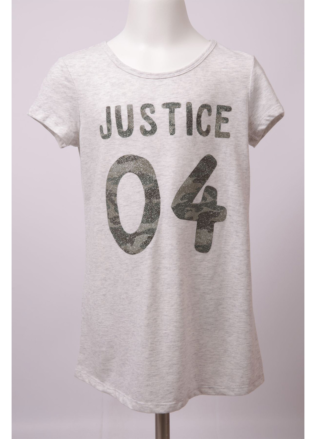 Светло-серая летняя футболка Justice