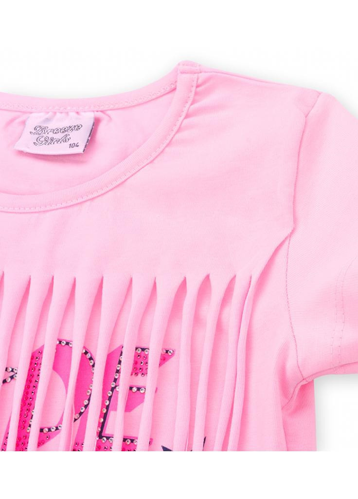 Синій літній костюм десткий футболка із зірочками з шортами (9036-104g-pink) Breeze