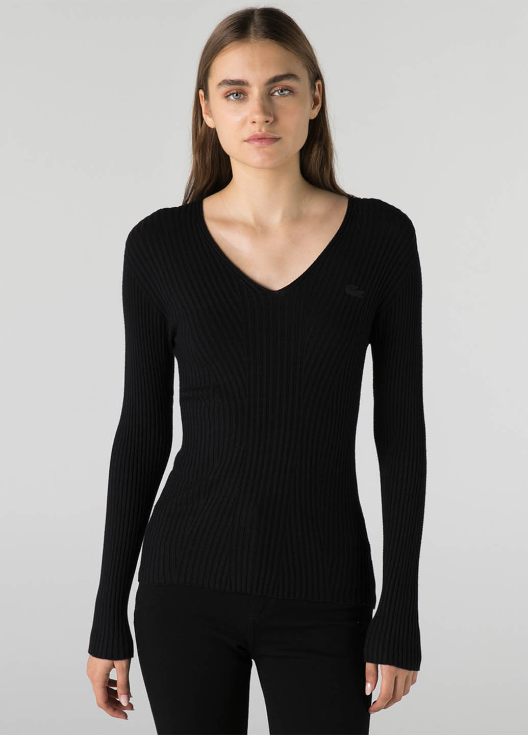 Черный демисезонный пуловер пуловер Lacoste