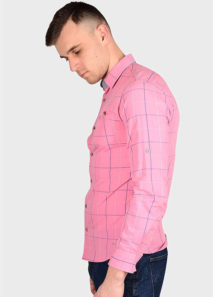 Розовая классическая рубашка в клетку AAA