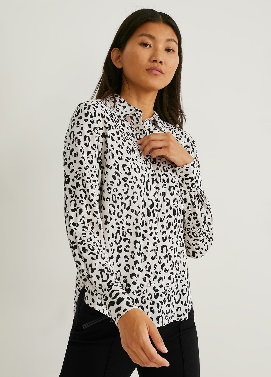 Черно-белая кэжуал рубашка леопардовый C&A