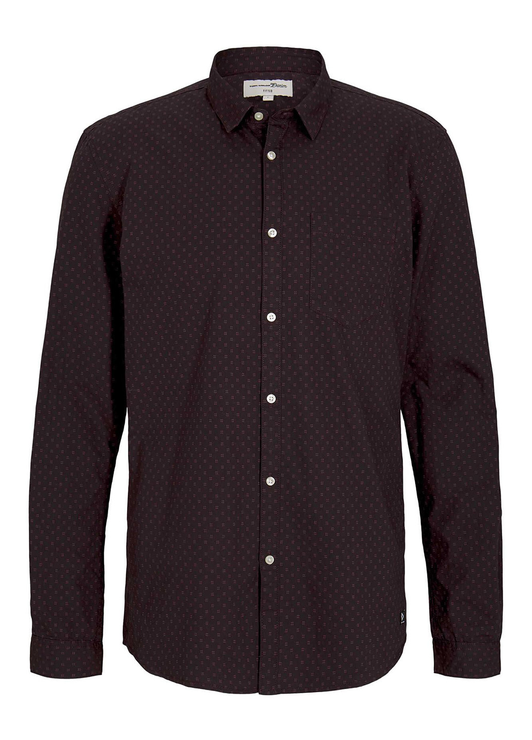 Темно-коричневая кэжуал рубашка с геометрическим узором Tom Tailor