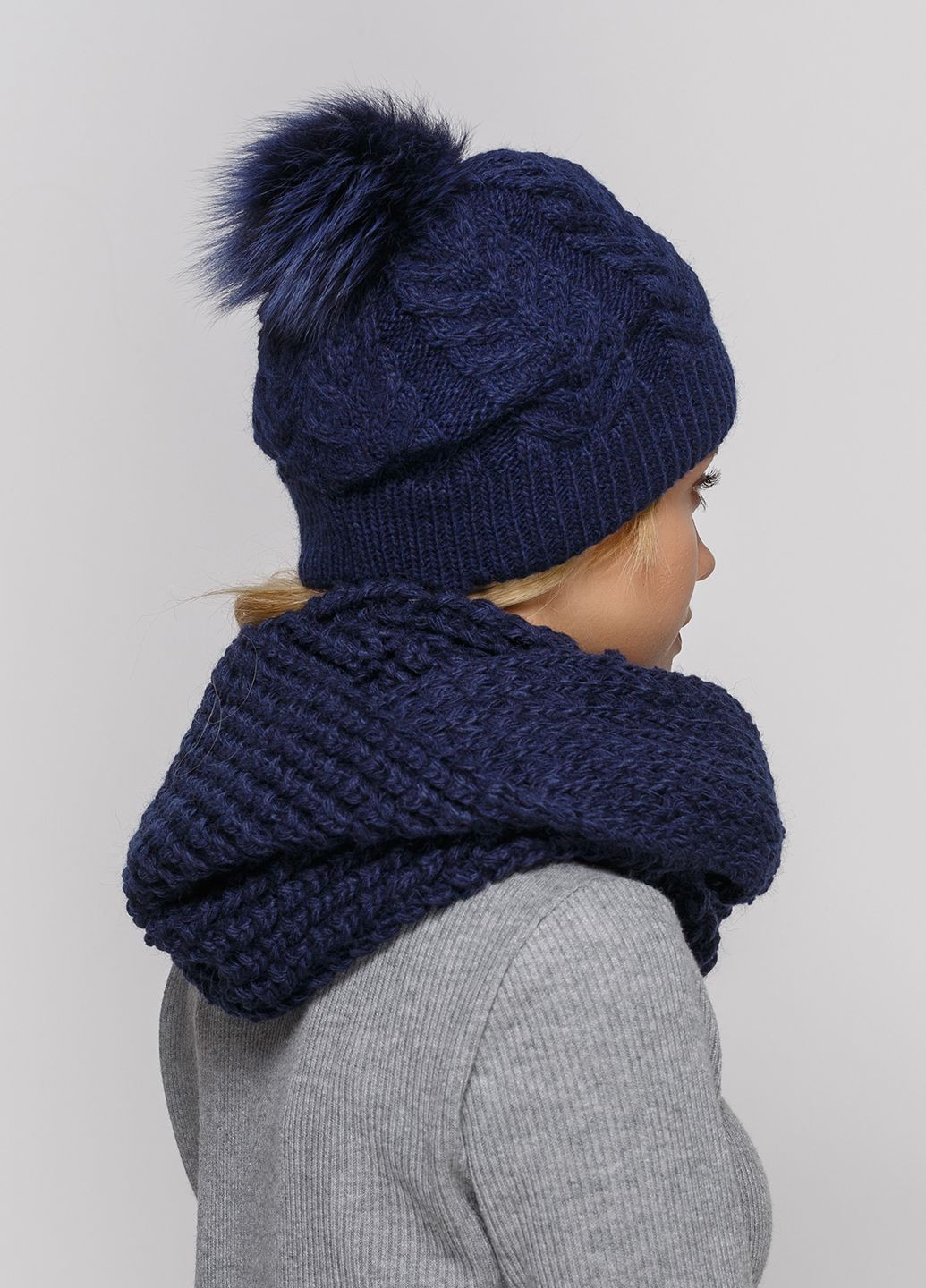 Теплый зимний комплект (шапка, шарф-снуд) на флисовой подкладке DeMari 661016 Merlini (254153694)