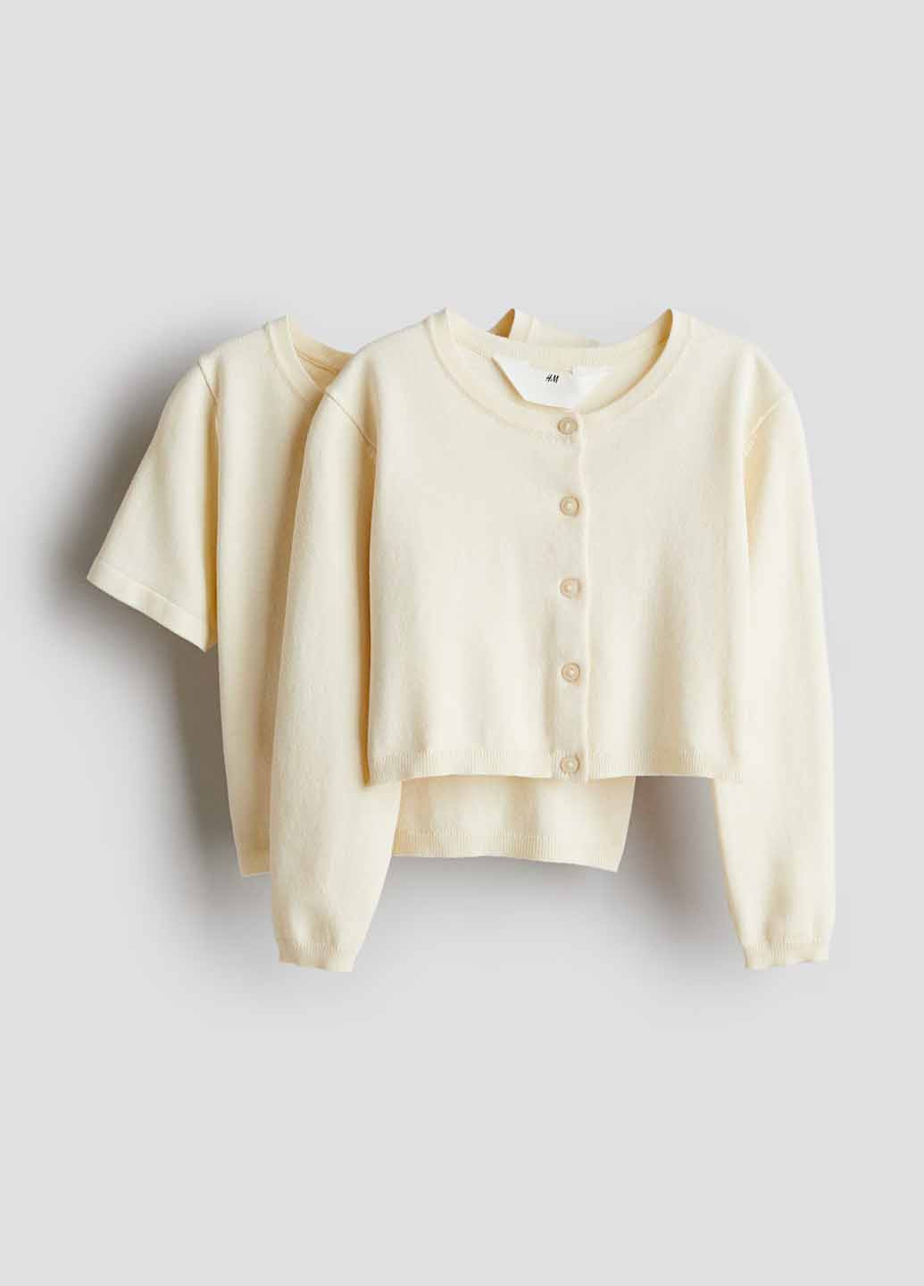 Кремовый демисезонный комплект (кардиган, футболка) H&M