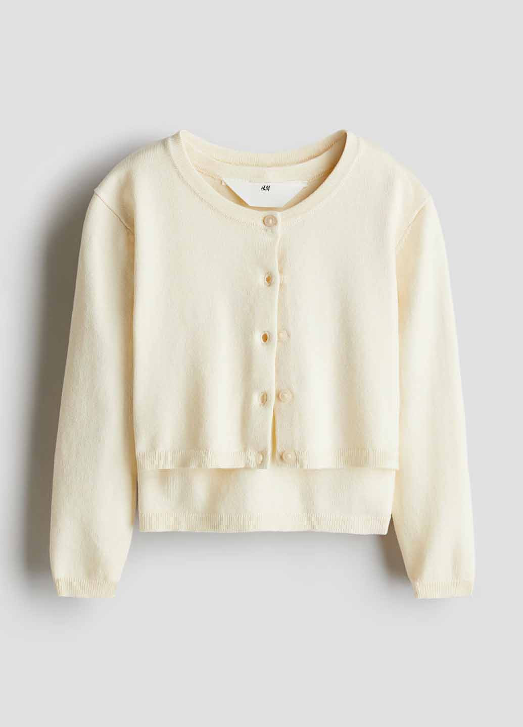 Кремовый демисезонный комплект (кардиган, футболка) H&M