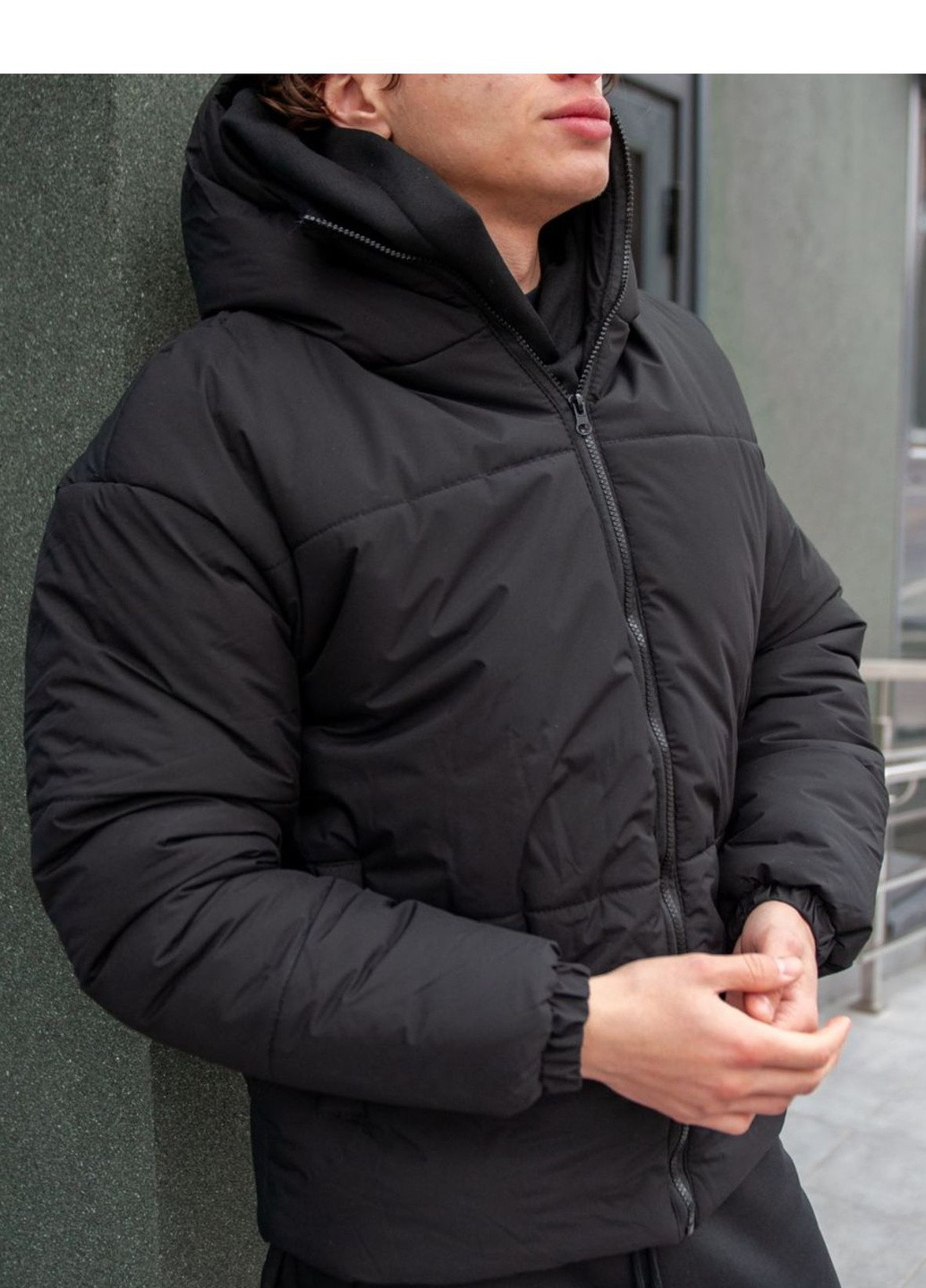 Черная зимняя зимняя мужская куртка No Brand