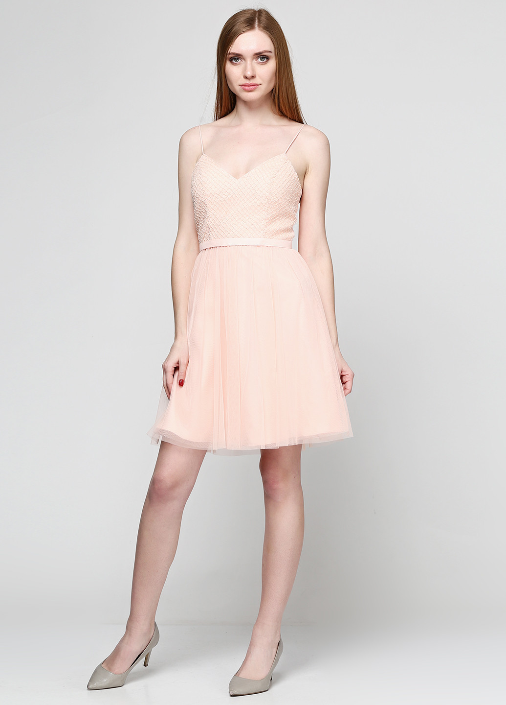 Персикова коктейльна плаття, сукня Laona однотонна