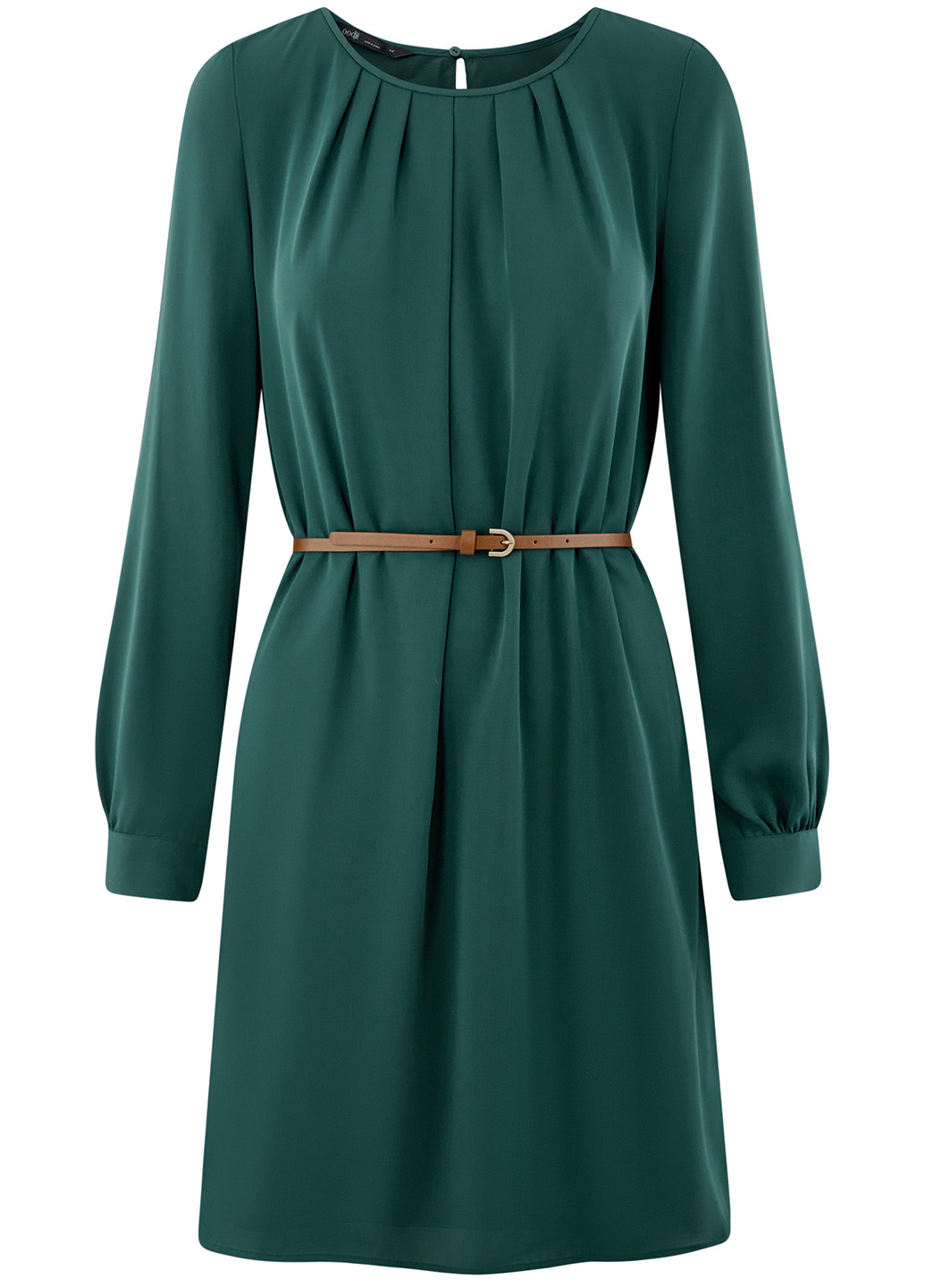 Зеленое кэжуал платье Oodji однотонное
