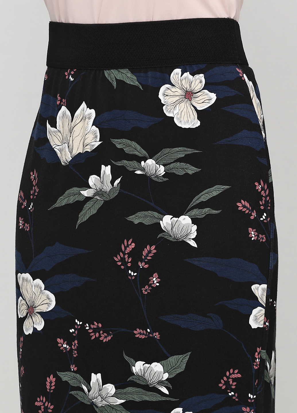 Черная кэжуал цветочной расцветки юбка BRANDTEX COPENHAGEN а-силуэта (трапеция)
