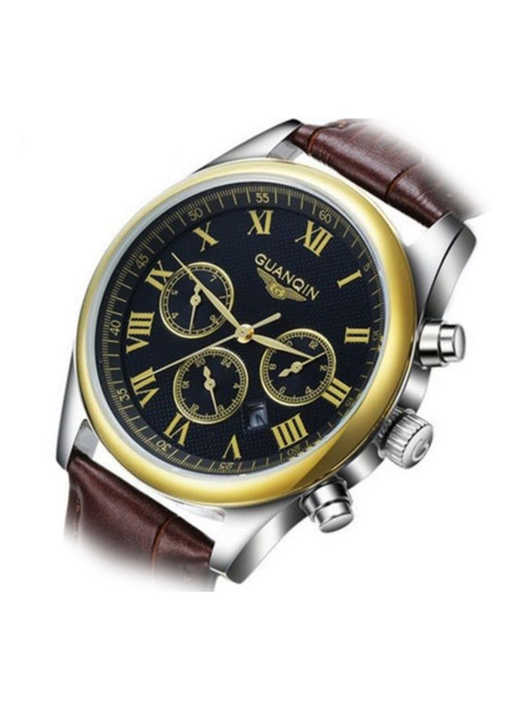 Мужские часы Gold-Black-Brown GQ25 CL Guanqin (233385877)
