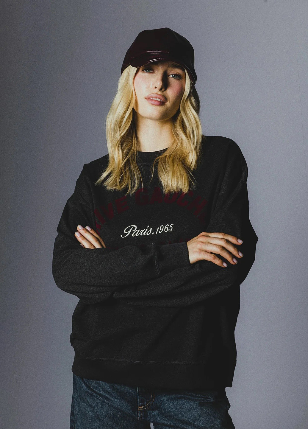 Темно-серый свитшот Piazza Italia надпись без декора (362876112)