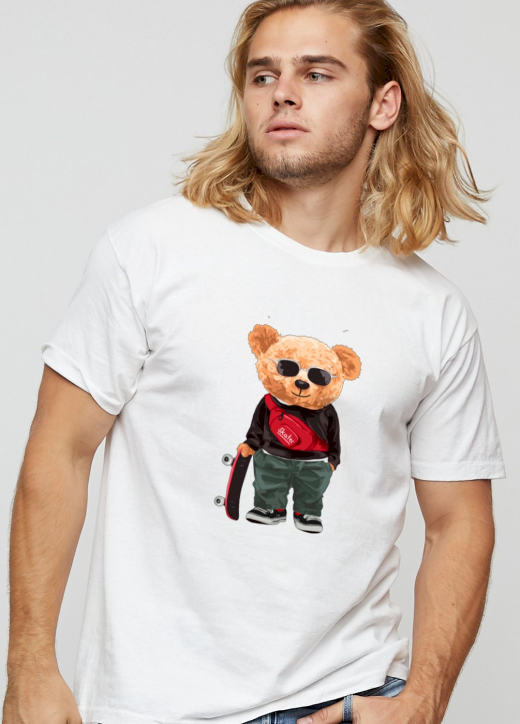 Біла футболка чоловіча basic /air print/ YAPPI