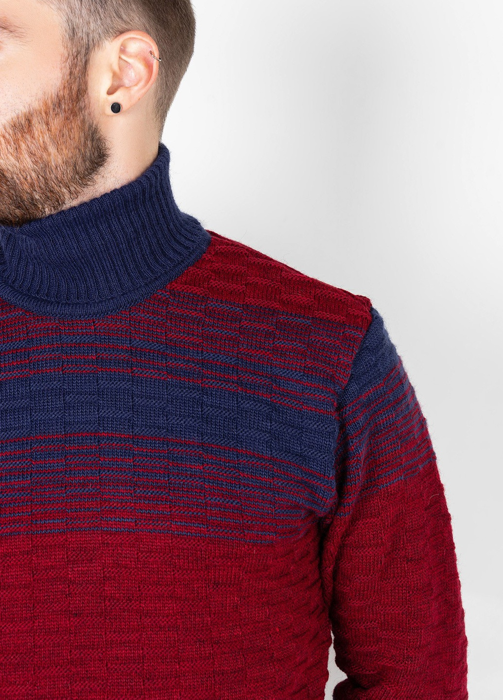Бордовый демисезонный свитер мужской джемпер ISSA PLUS GN4-72