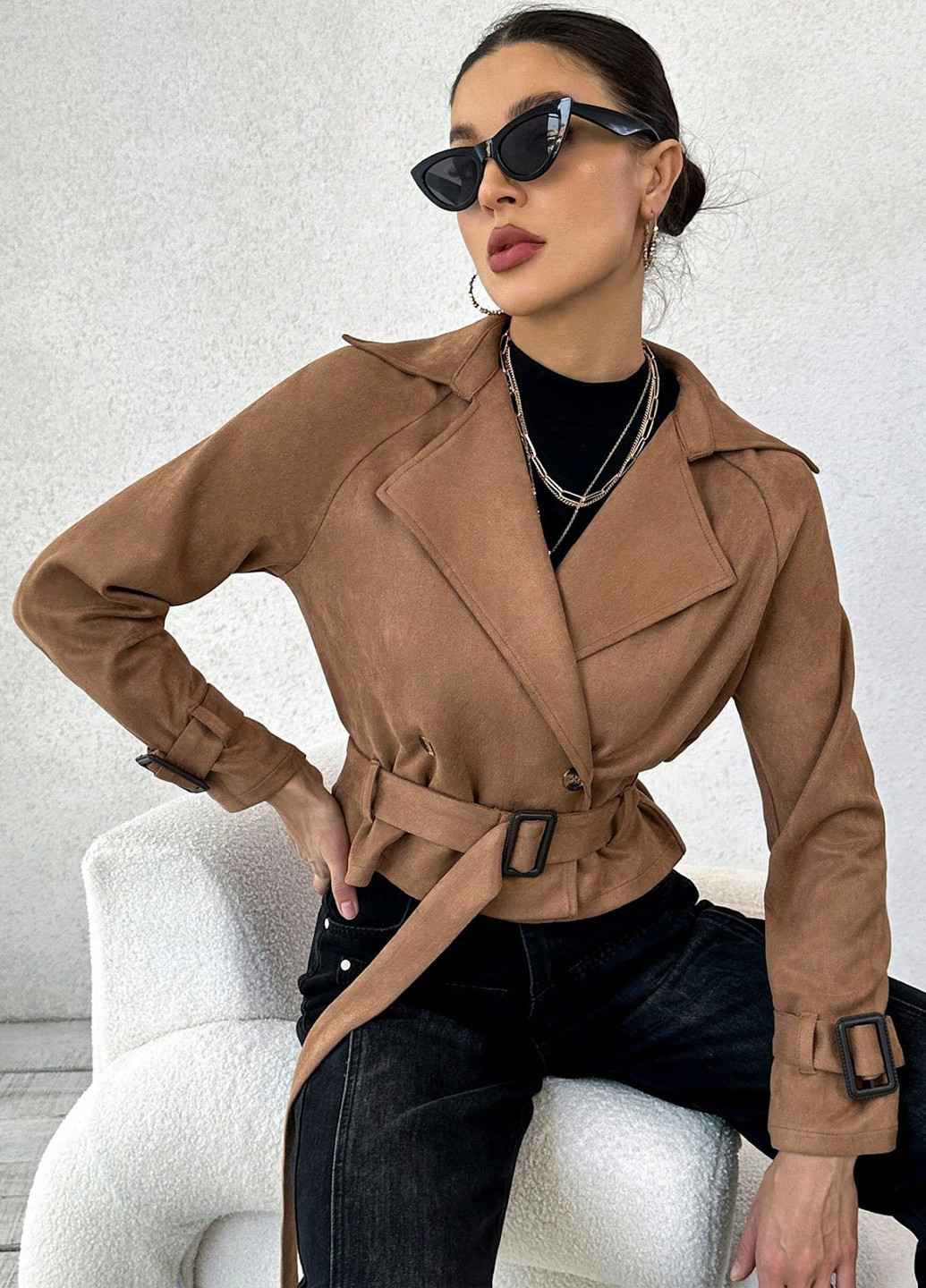 Оливкова (хакі) демісезонна куртка SHEIN