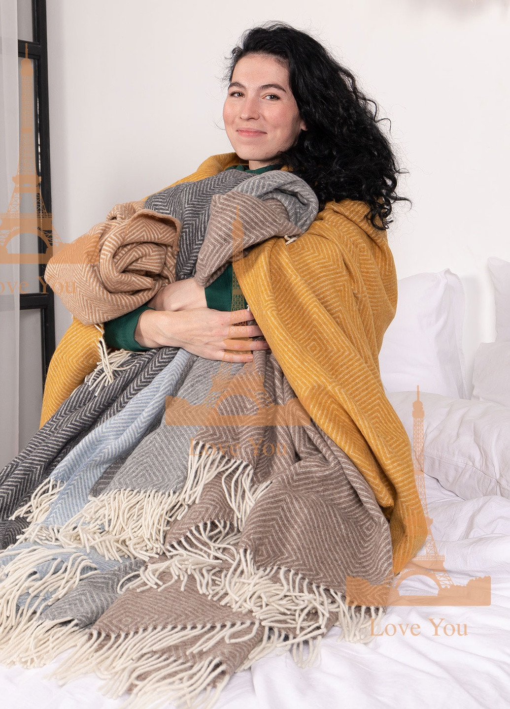 Плед Мериносовый РОМБ коричневый 140 x 200 см Love You (256007471)