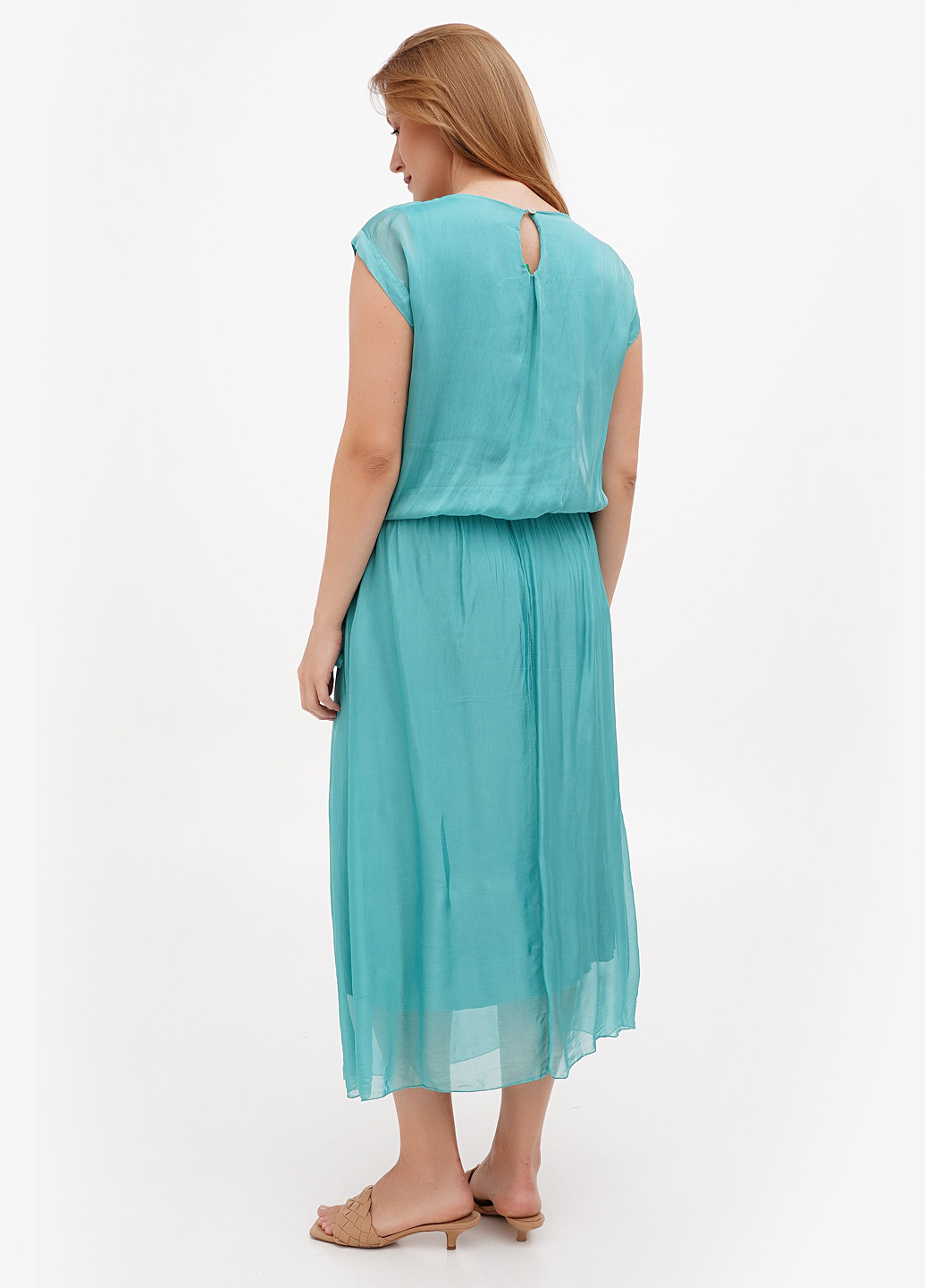 Бірюзова кежуал сукня Pura Seta однотонна
