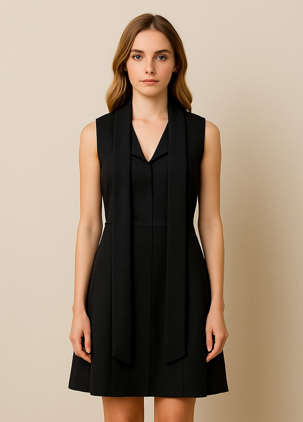 Черное кэжуал платье клеш Sassofono однотонное