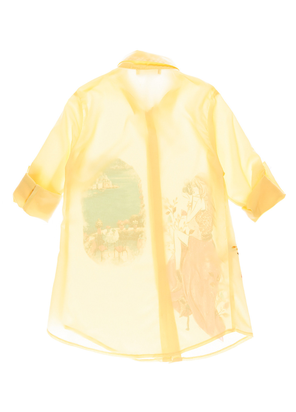 Желтая с рисунком блузка с длинным рукавом Breeze летняя