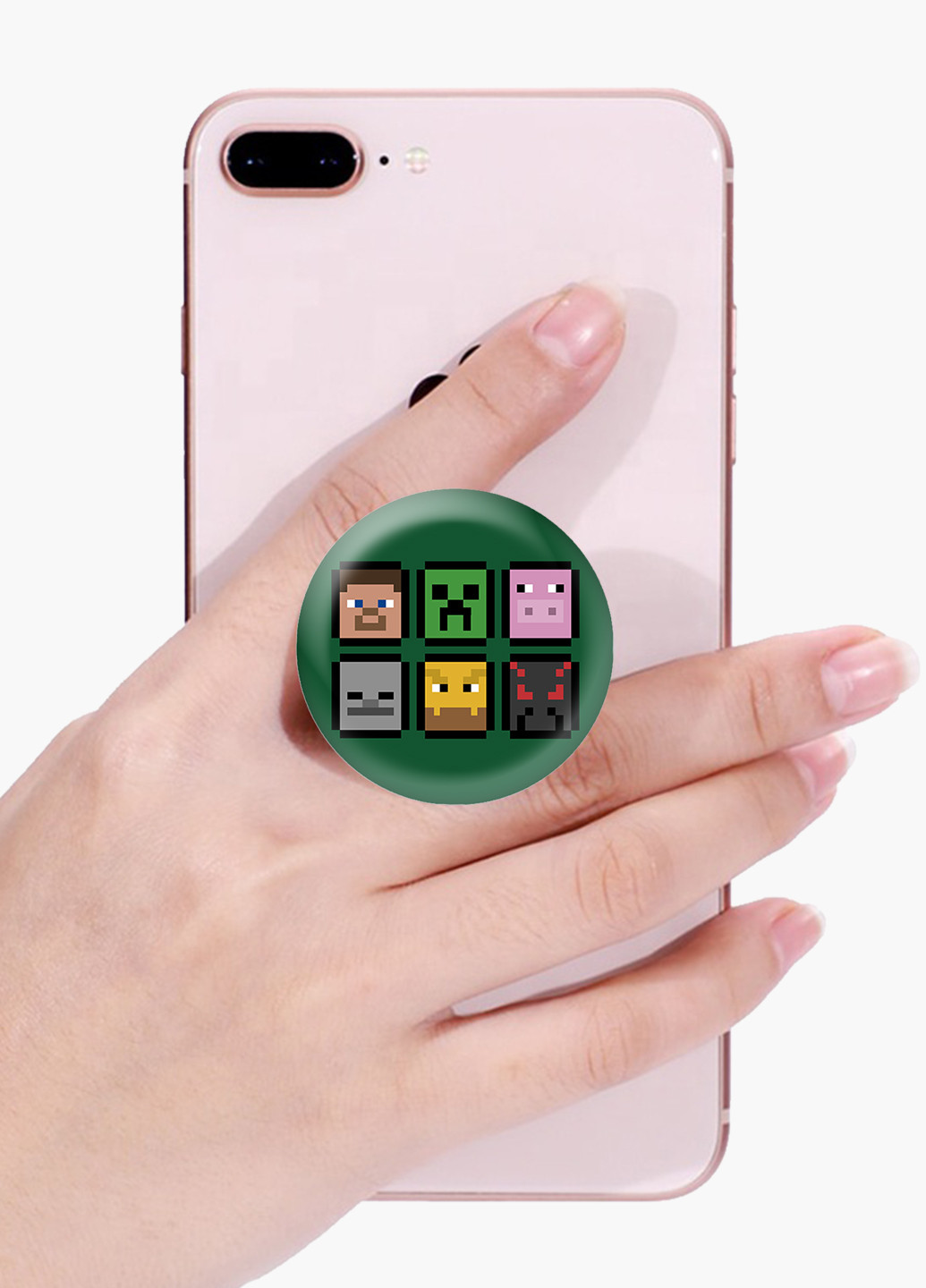 Попсокет (Popsockets) тримач для смартфону Майнкрафт (Minecraft) (8754-1173) Чорний MobiPrint (216748282)