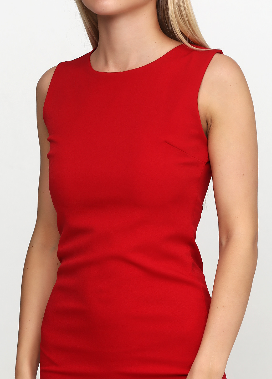 Красное кэжуал платье с коротким рукавом Miss Poem однотонное