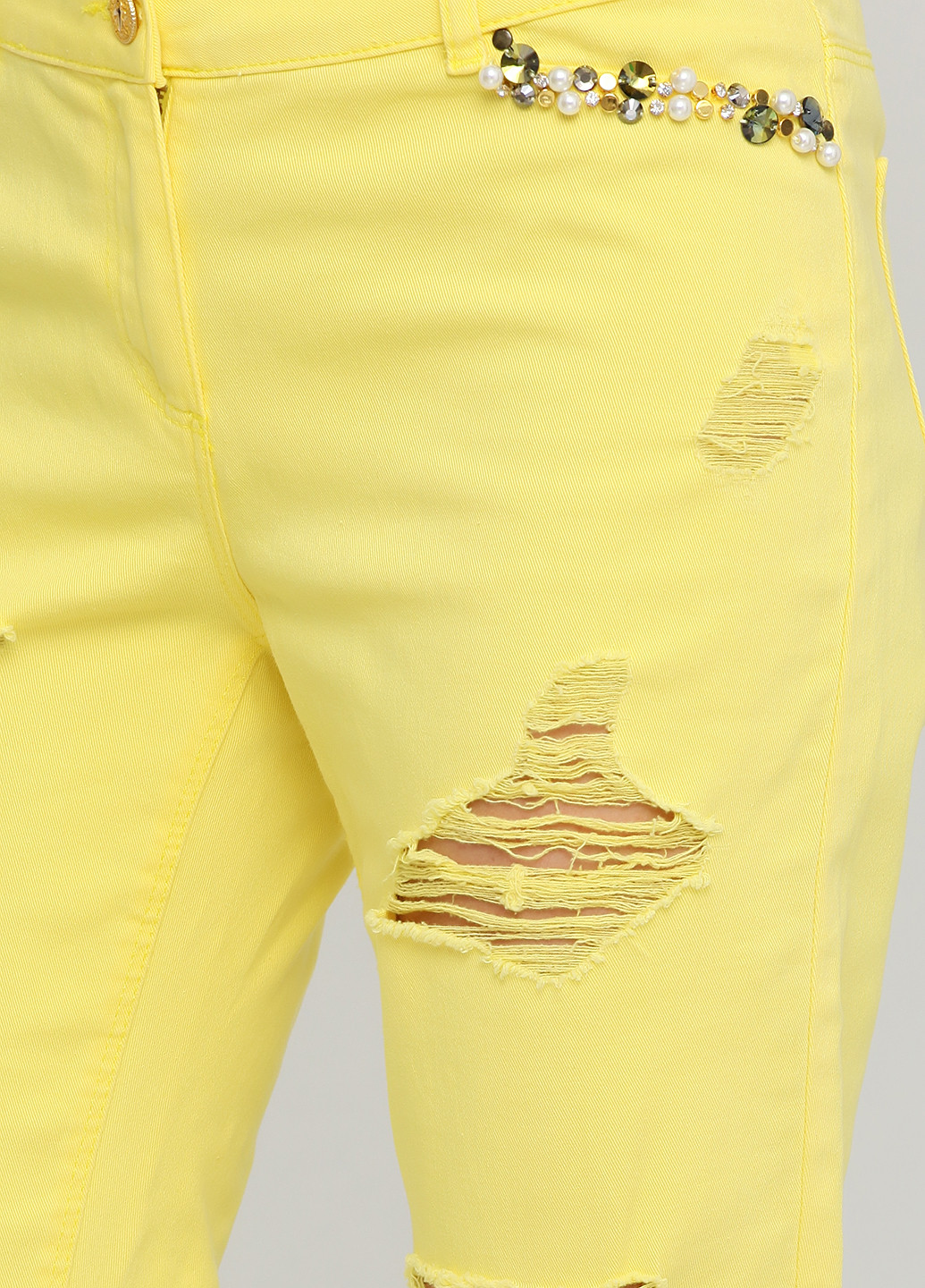 Желтые джинсовые демисезонные джоггеры брюки Sassofono