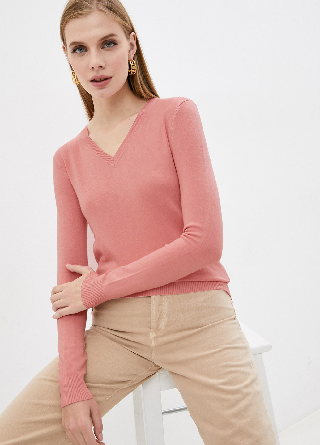 Розовый демисезонный пуловер Moni&co