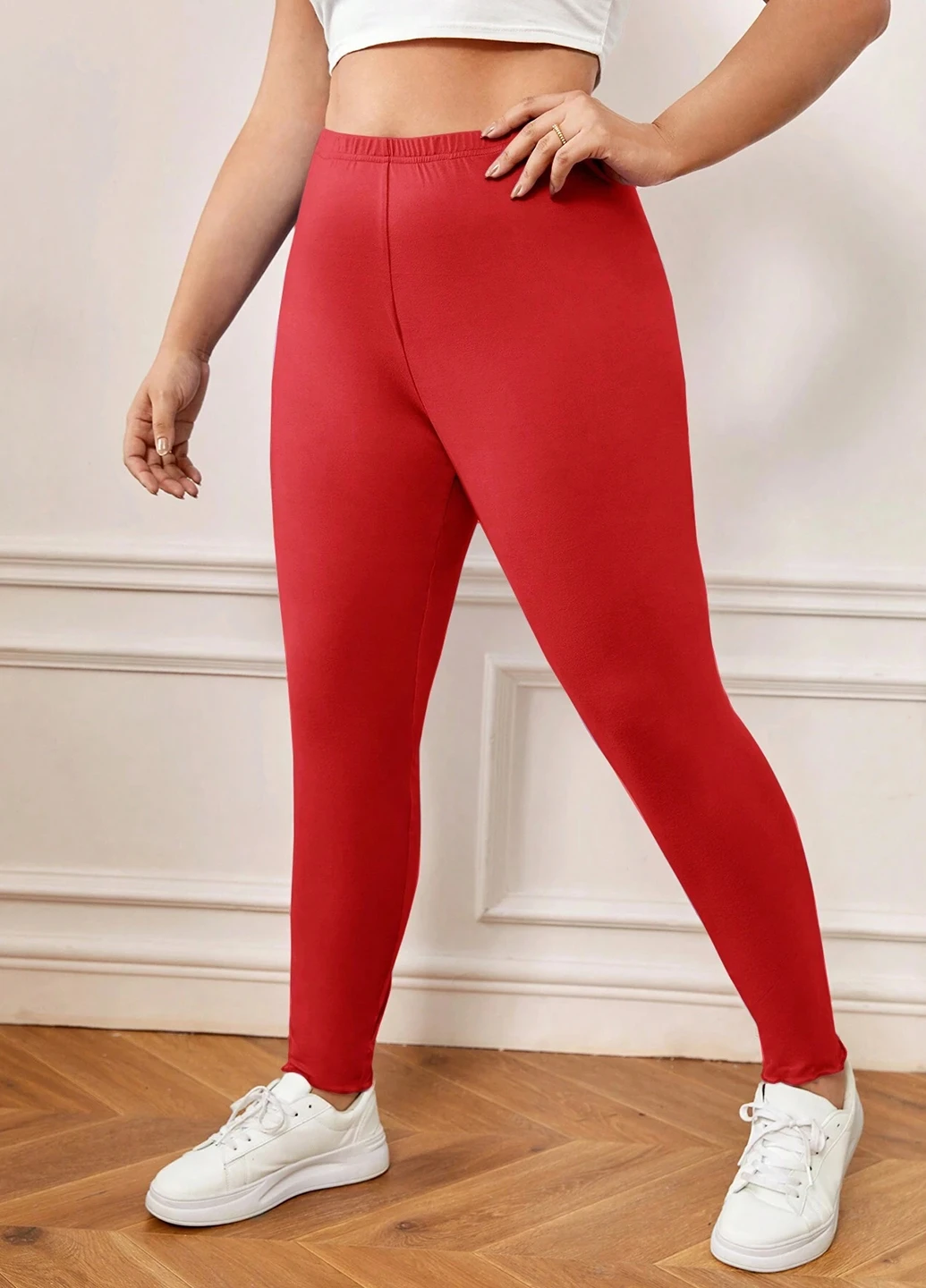 Красные демисезонные леггинсы SHEIN