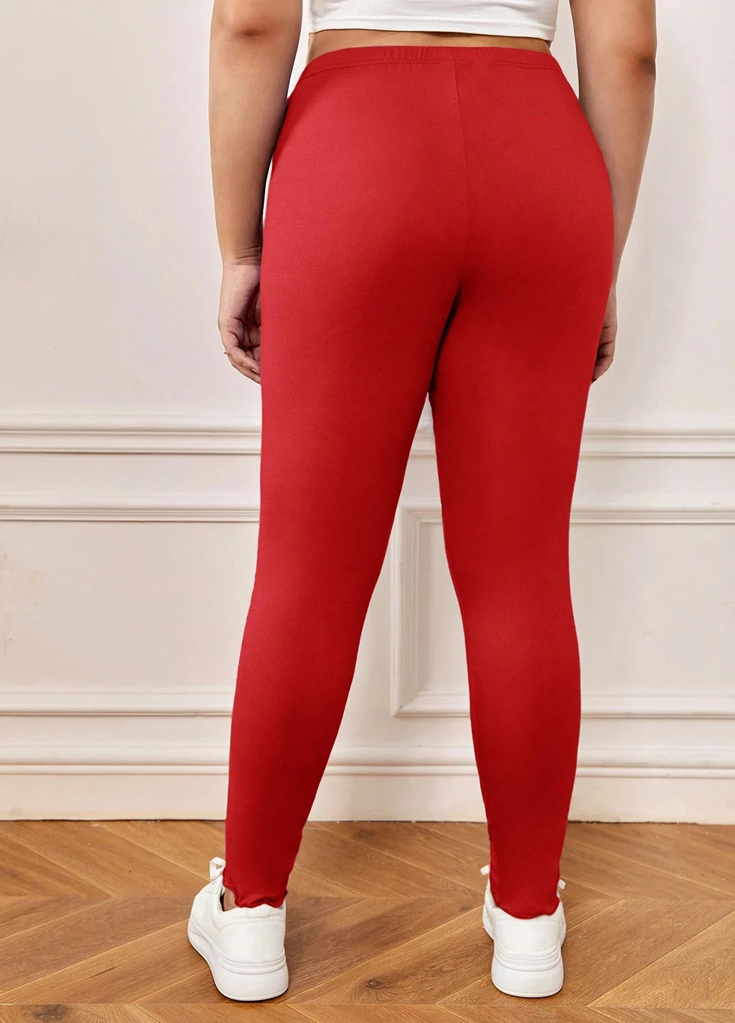 Красные демисезонные леггинсы SHEIN