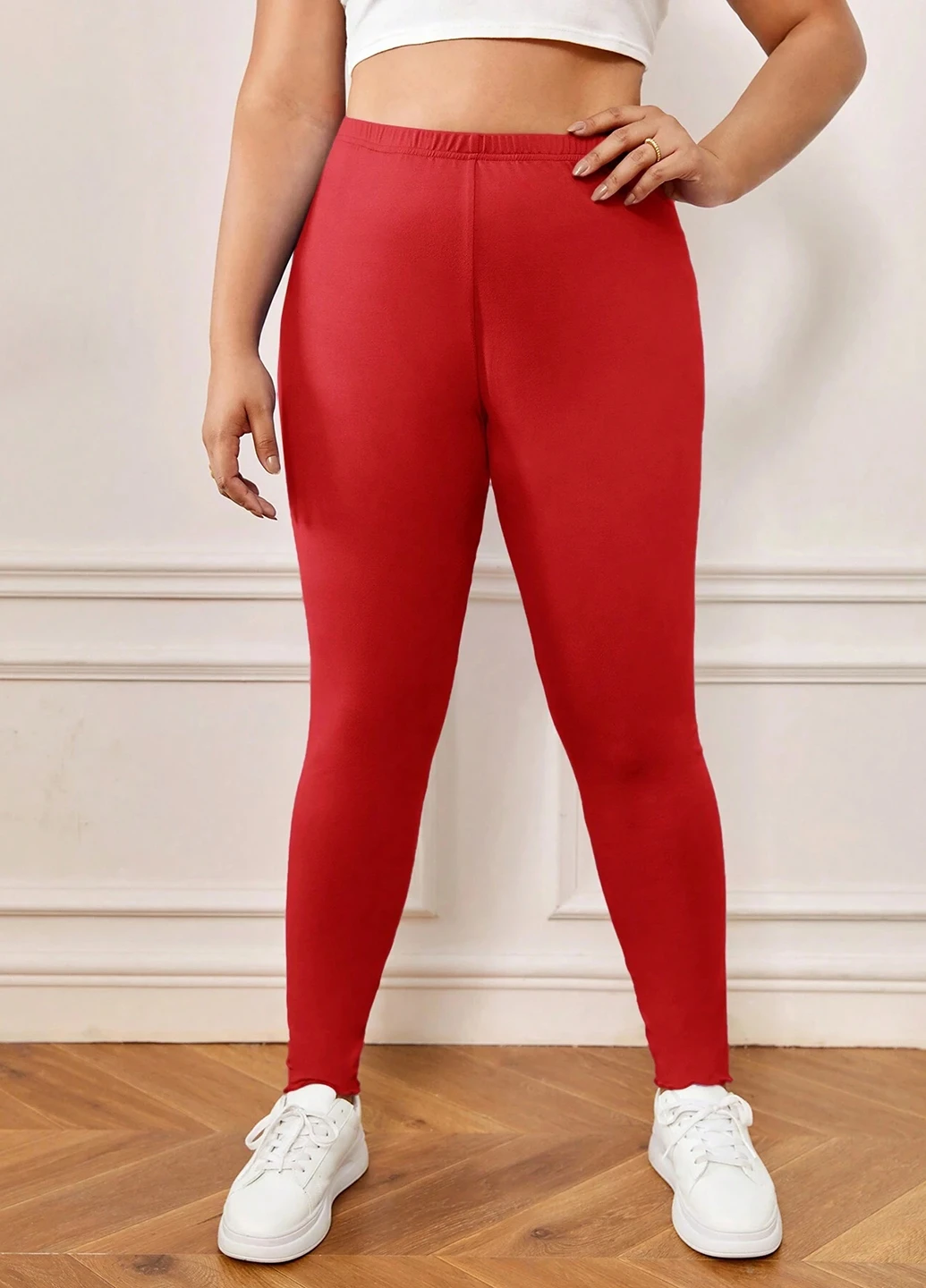 Красные демисезонные леггинсы SHEIN