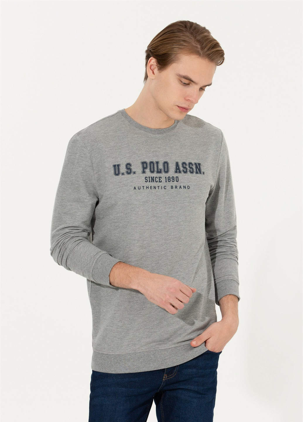 Свитшот U.S. Polo Assn. - крой светло-серый - (256992466)