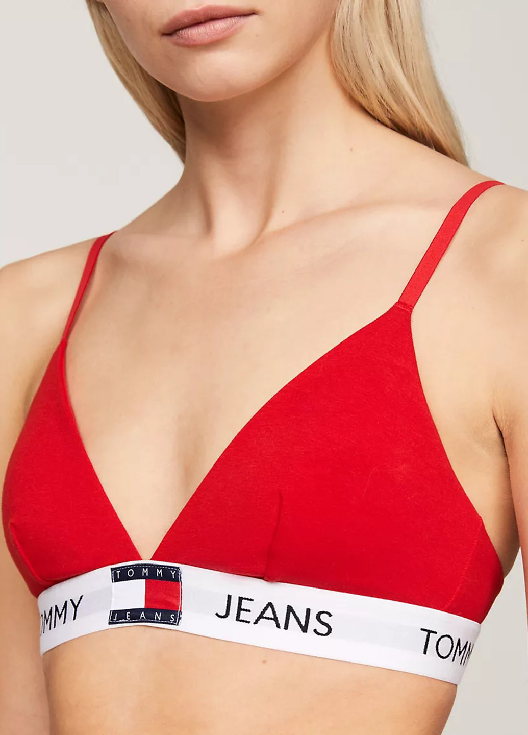 Красный триэнджел бюстгальтер Tommy Hilfiger без косточек хлопок